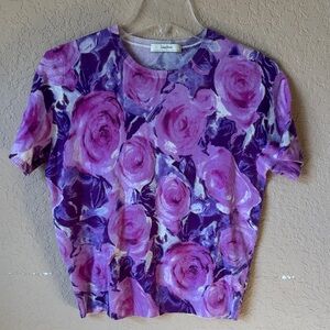 Neiman Marcus Purple and Pink Floral Top